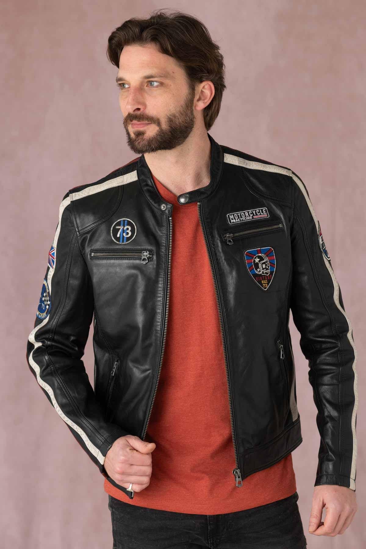 Black leather biker jacket - Image n°3