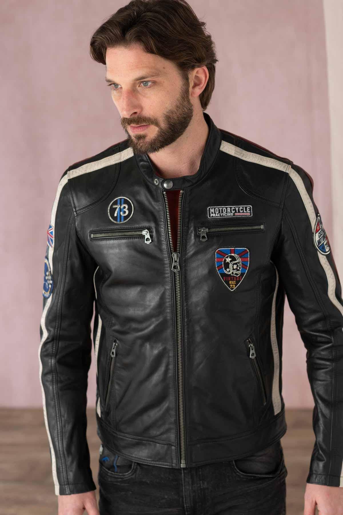 Black leather biker jacket - Image n°7