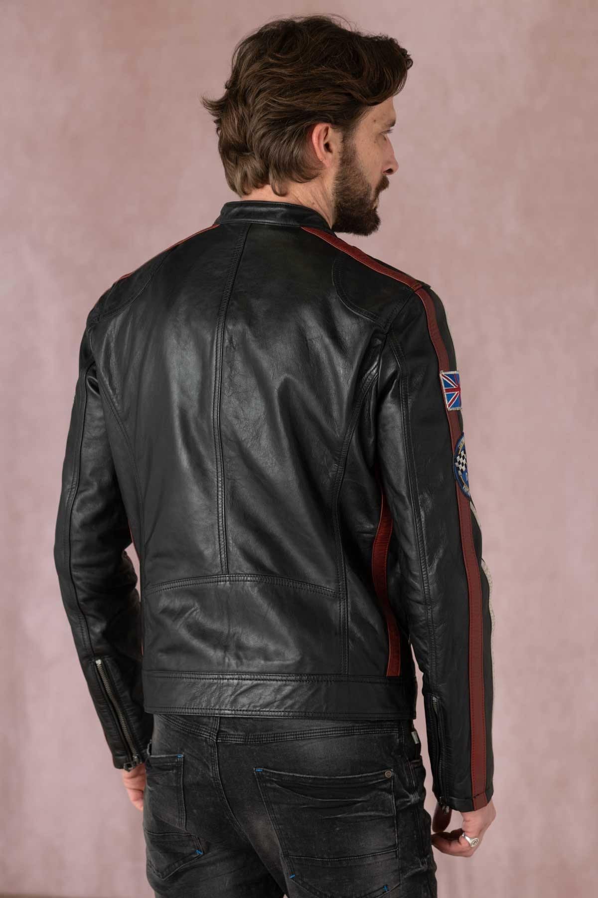 Black leather biker jacket - Image n°6