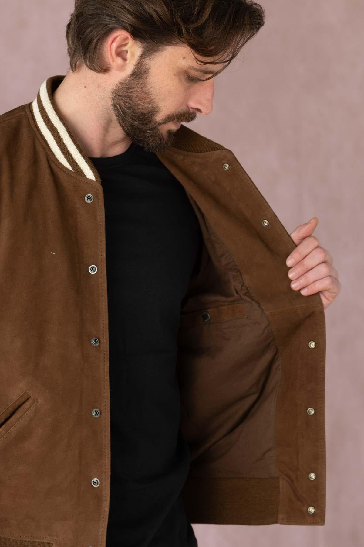 Light brown suede leather teddy - Image n°8