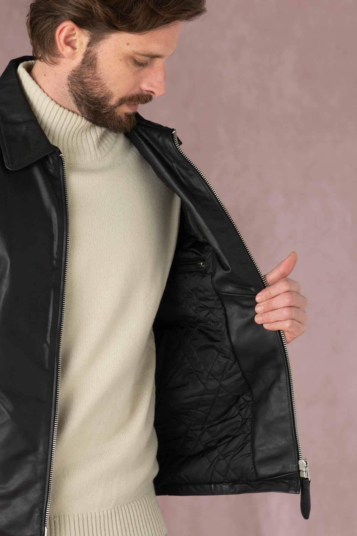 Black genuine leather jacket - Image n°7