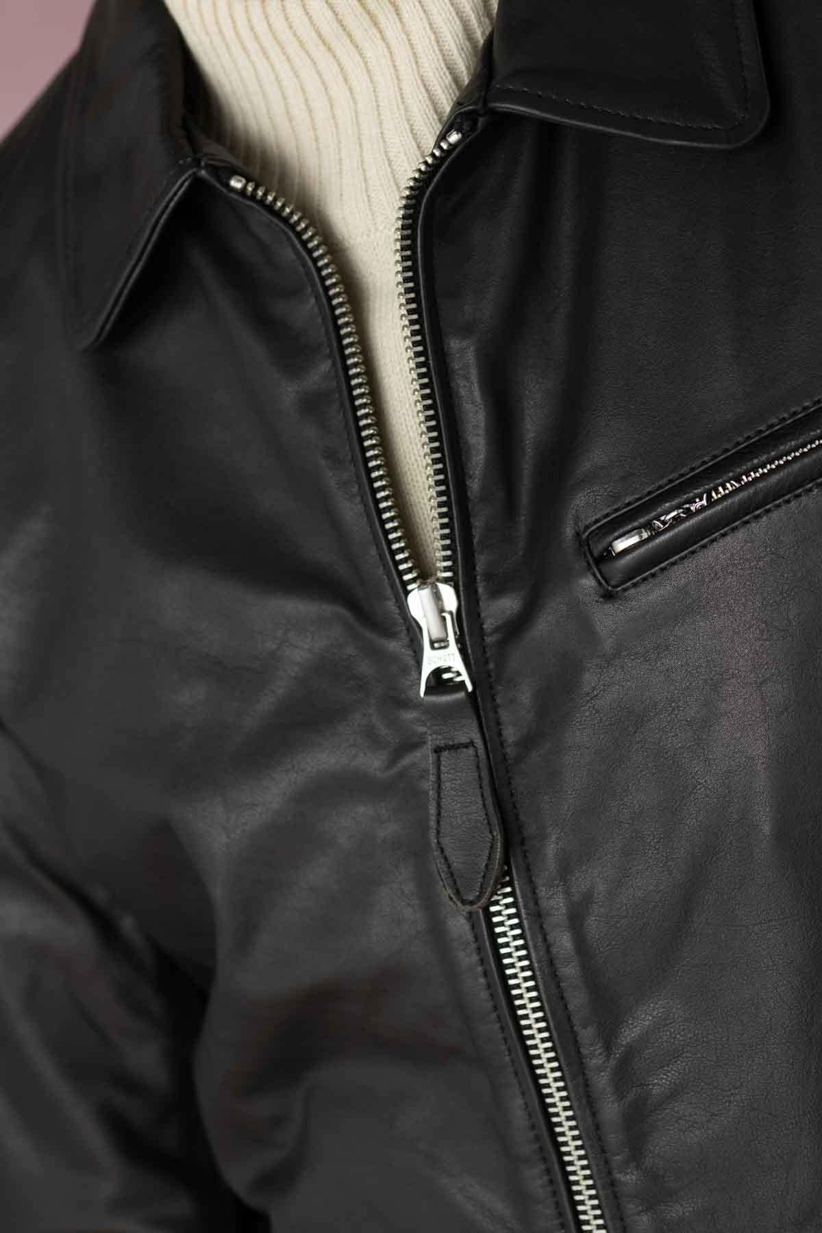 Black genuine leather jacket - Image n°3