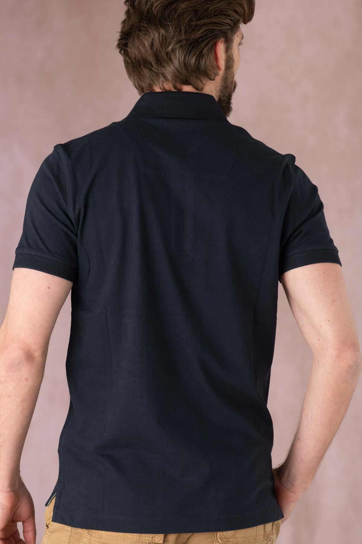 Navy blue aviator polo shirt - Image n°5