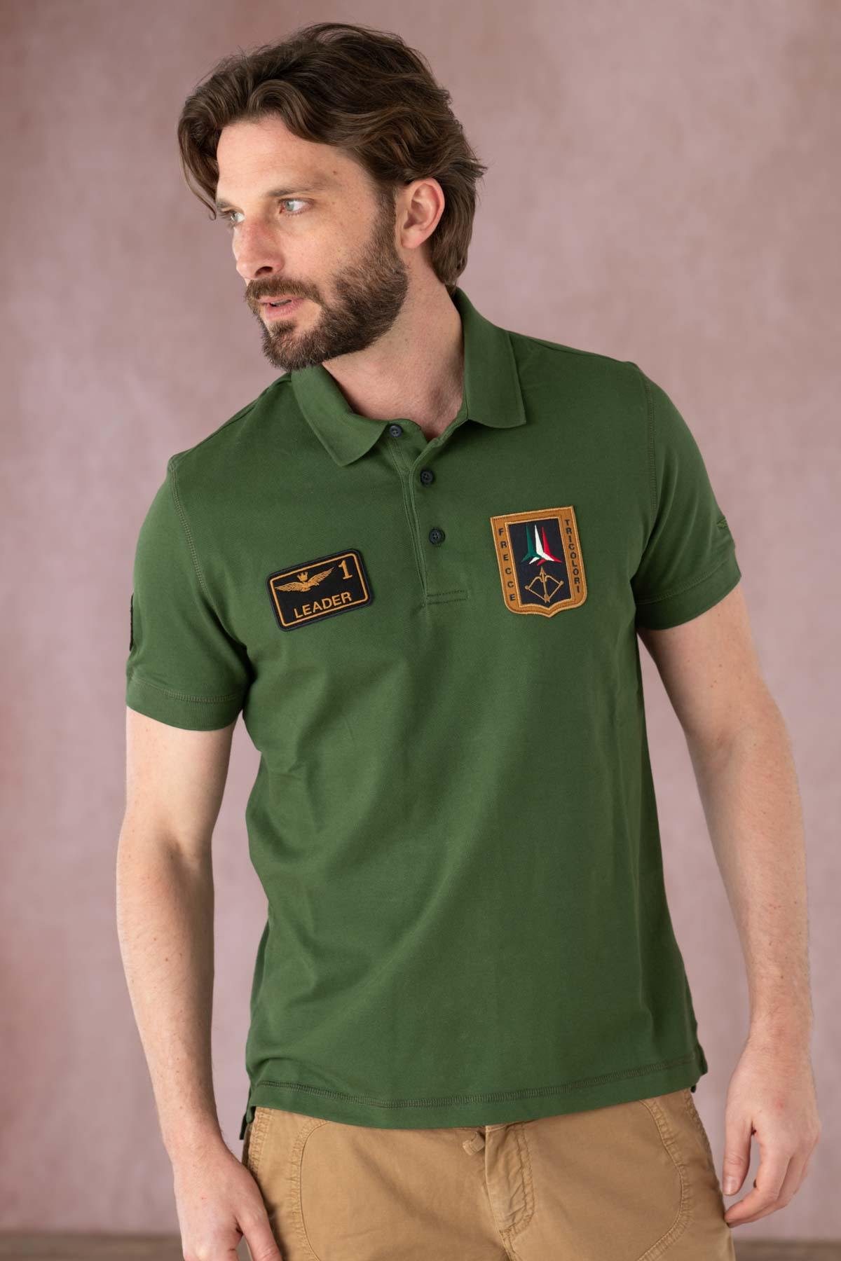 Green aviator polo shirt for men - Image n°1