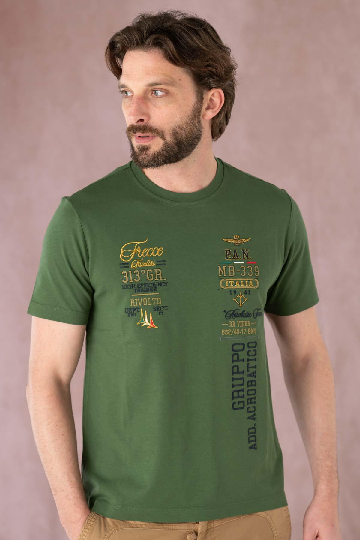 Aviator green t-shirt for men - Image n°1