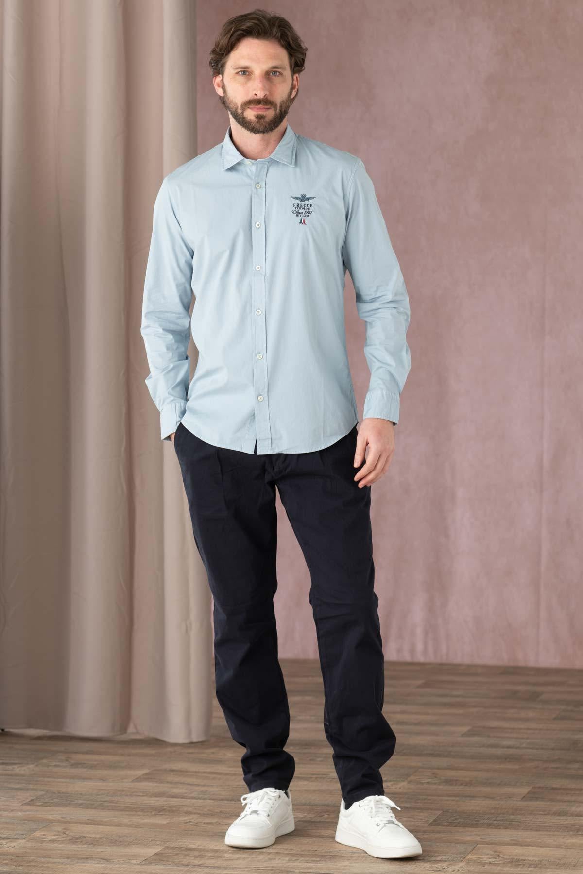 Ice blue shirt with aeronautical logo - Image n°3