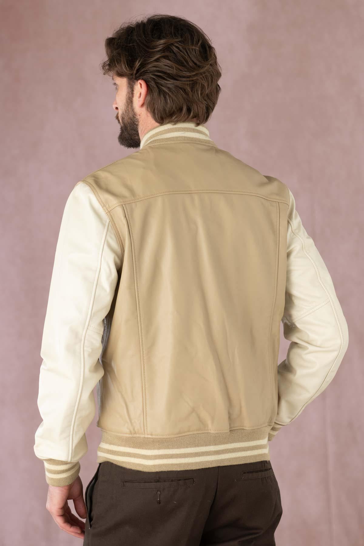 Teddy in two-tone beige and off-white leather - Image n°6