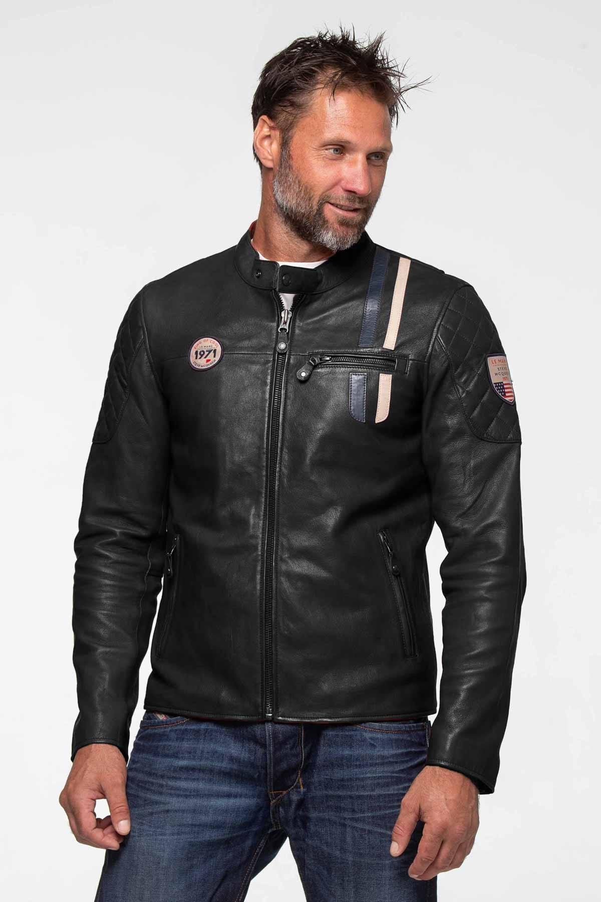 Black racing leather jacket - Image n°1