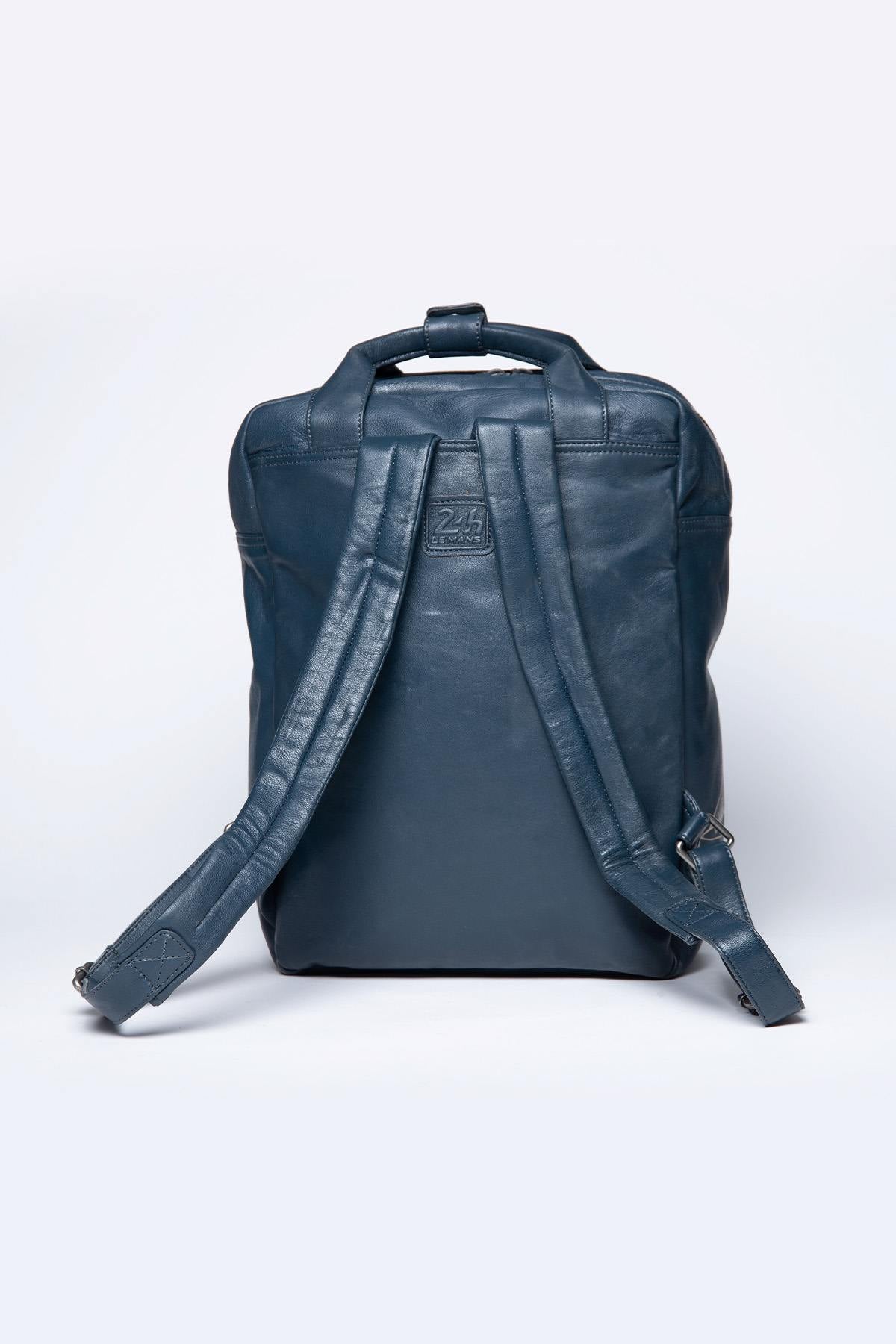 Royal blue racing leather backpack - Image n°2