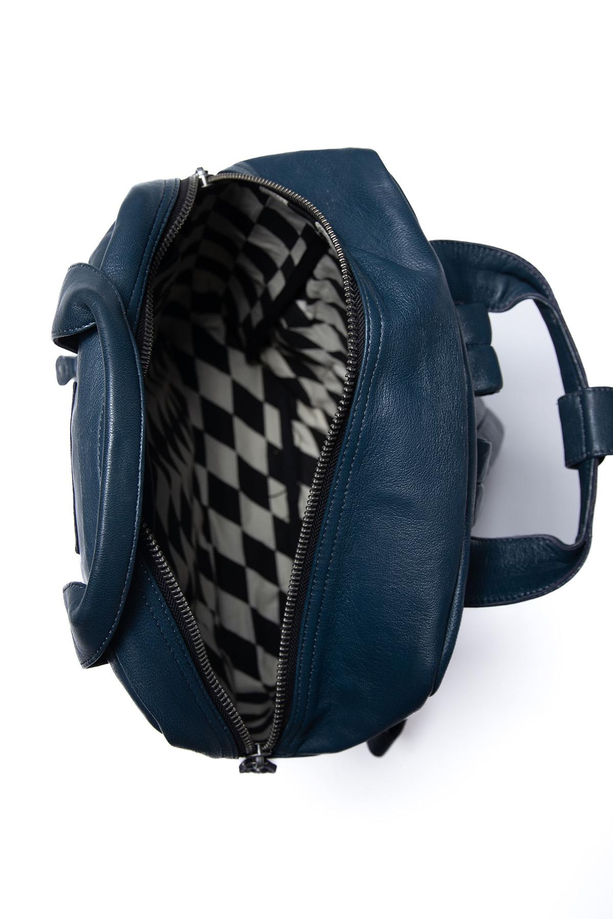 Royal blue racing leather backpack - Image n°3