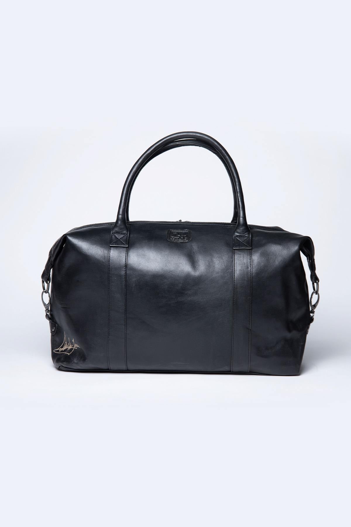 Black racing universe leather travel bag - Image n°2