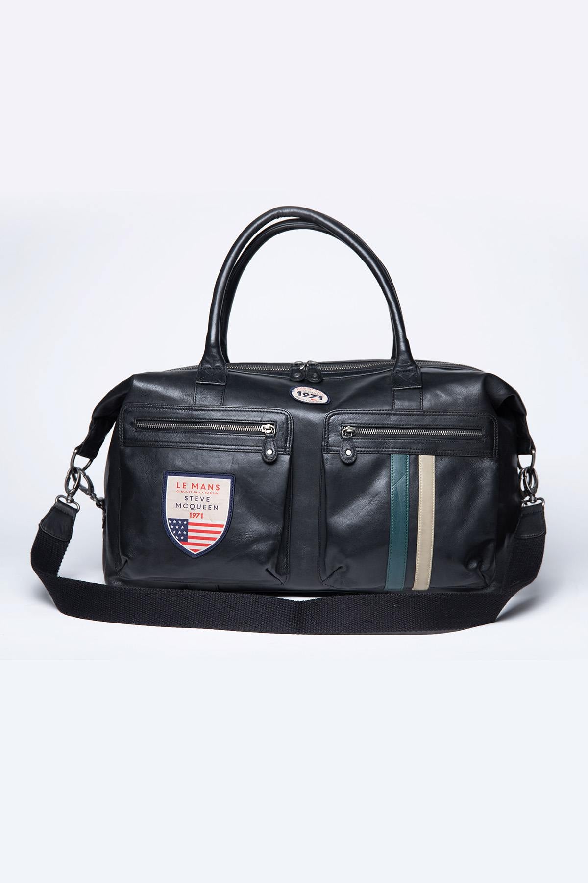 Black racing universe leather travel bag - Image n°5