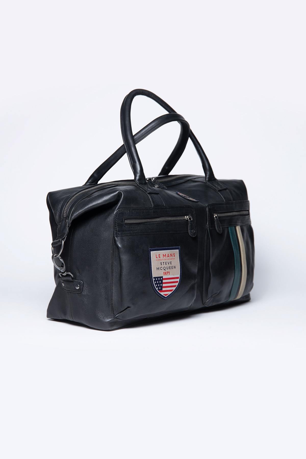 Black racing universe leather travel bag - Image n°4