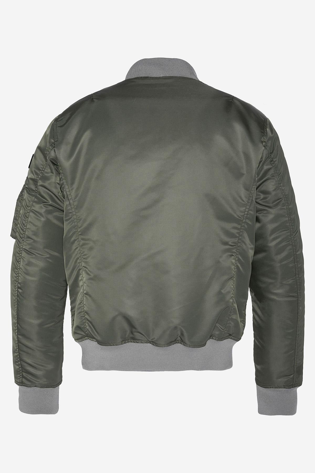 Light khaki recycled nylon bomber jacket for men - Image n°3