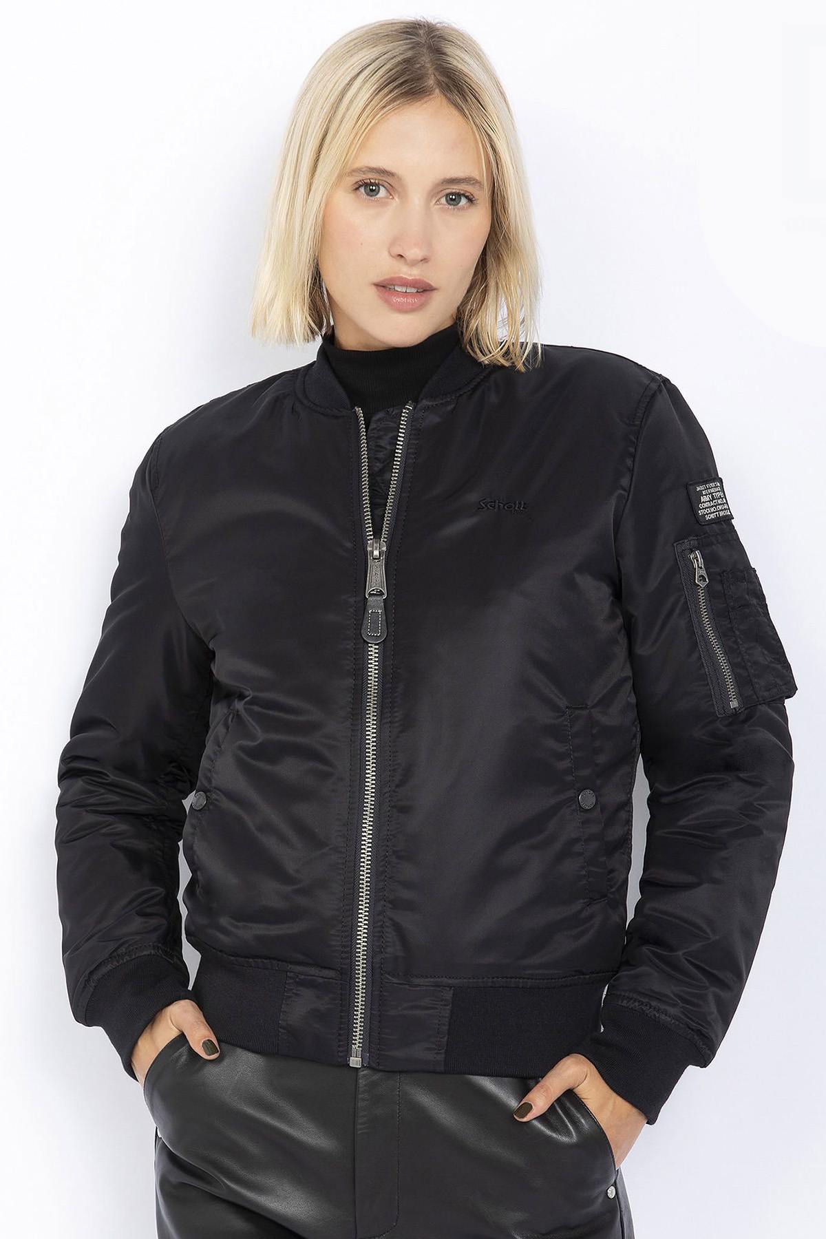 Black recycled nylon bomber jacket for women - Image n°6