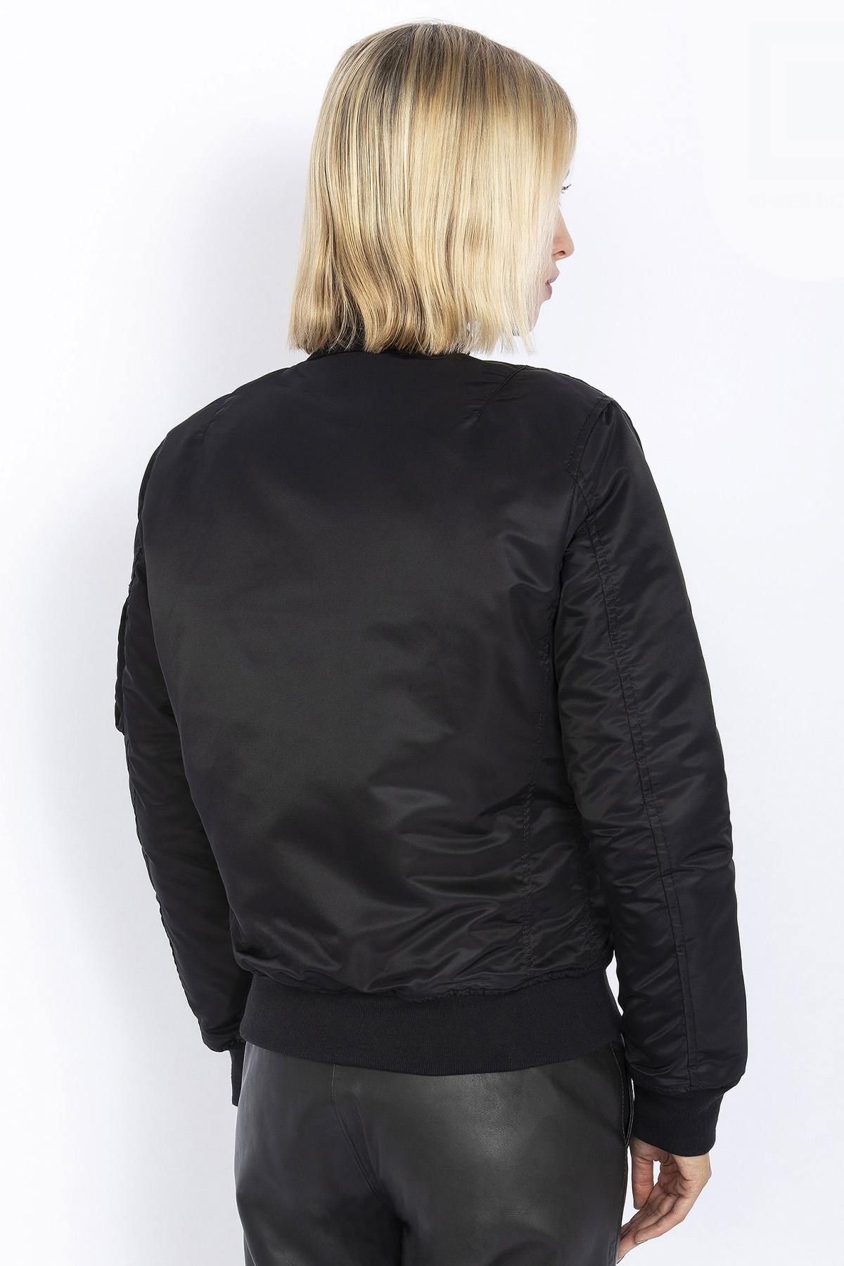 Black recycled nylon bomber jacket for women - Image n°3