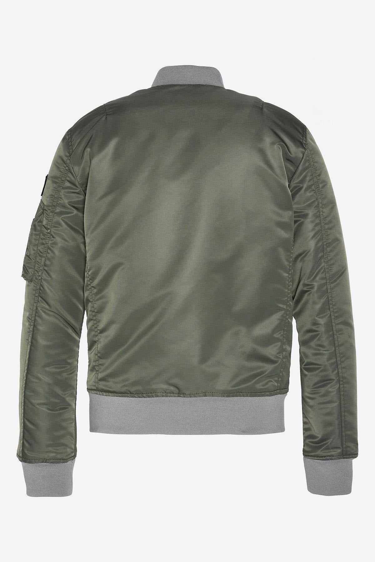 Light khaki recycled nylon bomber jacket for women - Image n°7