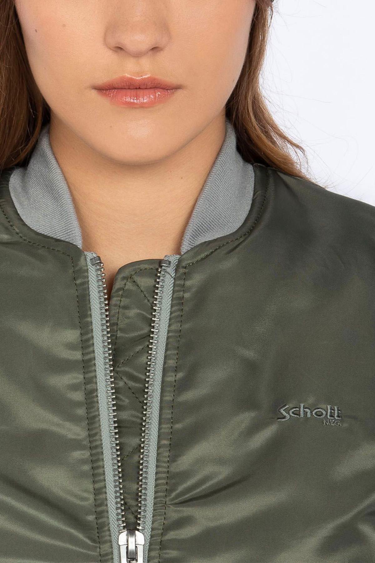 Light khaki recycled nylon bomber jacket for women - Image n°4