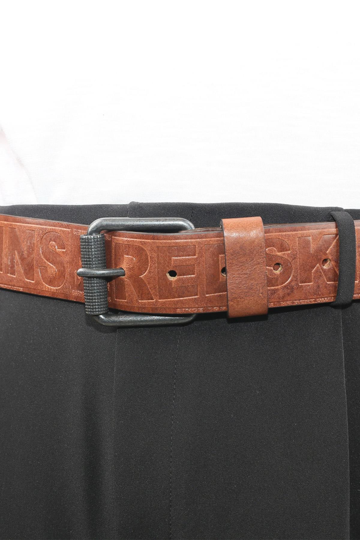 Tobacco-colored cowhide leather belt - Image n°2