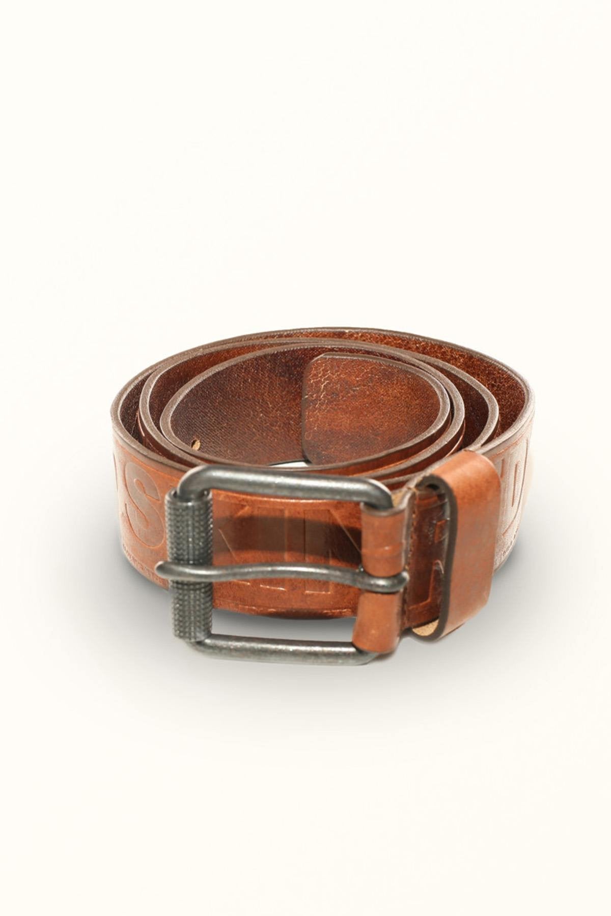 Tobacco-colored cowhide leather belt - Image n°1