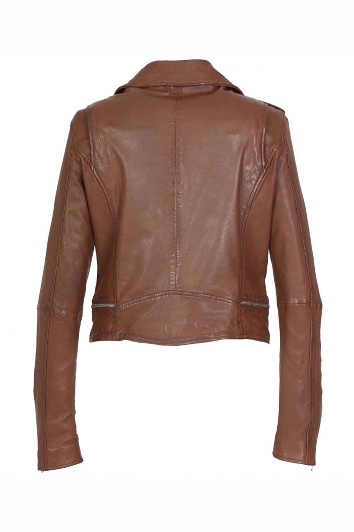 Washed leather perfecto for women - Image n°11