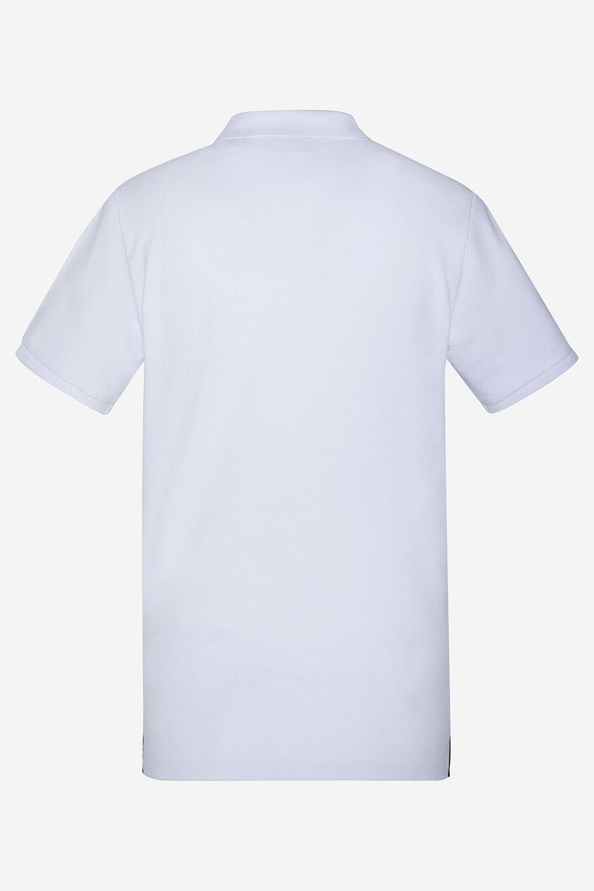 White and navy cotton polo shirt - Image n°2