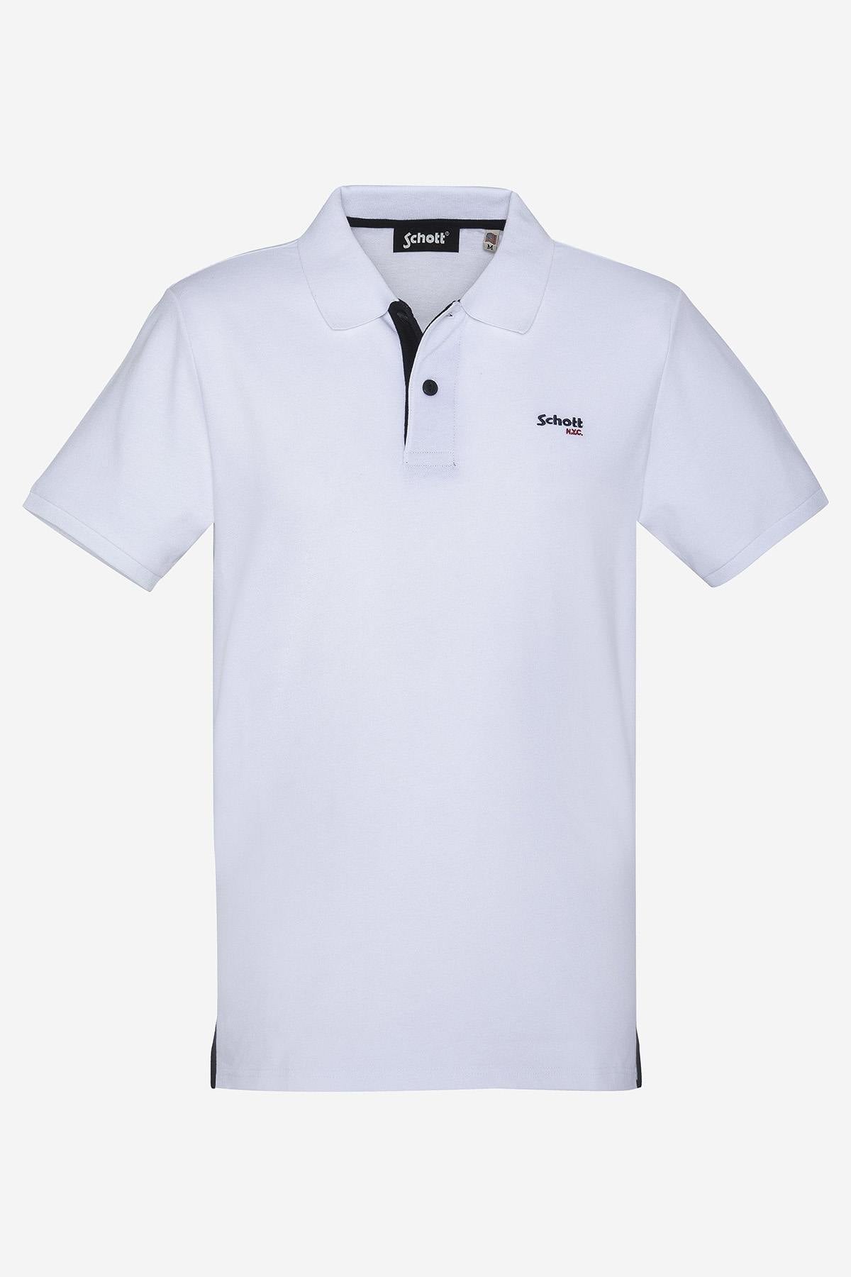 White and navy cotton polo shirt - Image n°1