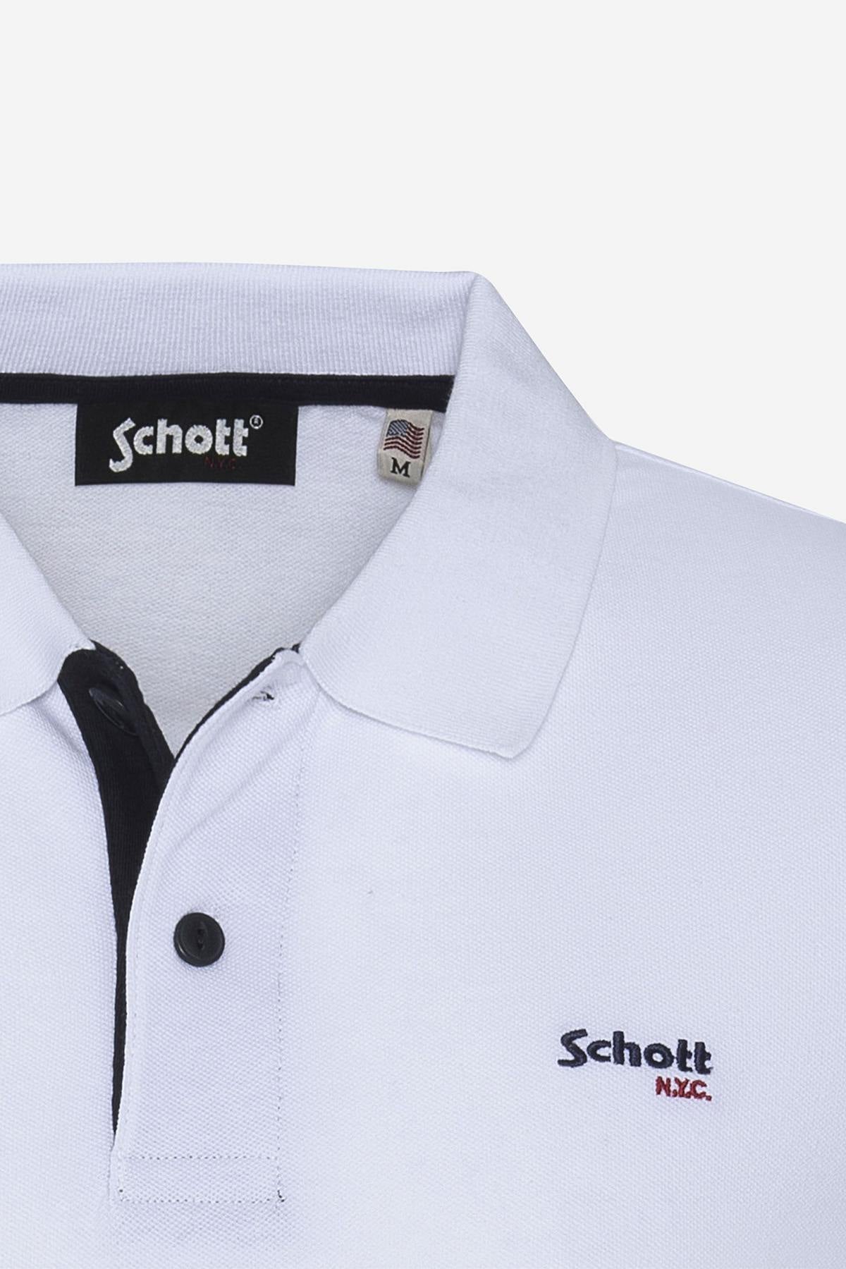 White and navy cotton polo shirt - Image n°3