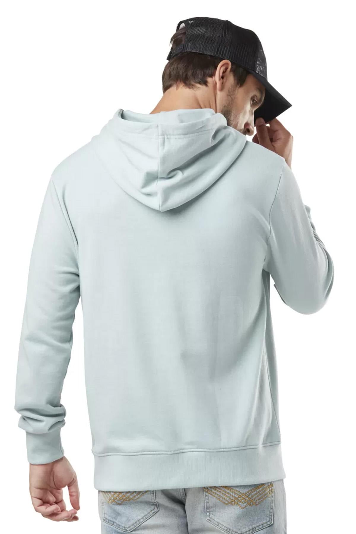 Turquoise blue hoodie with loopback logo - Image n°3