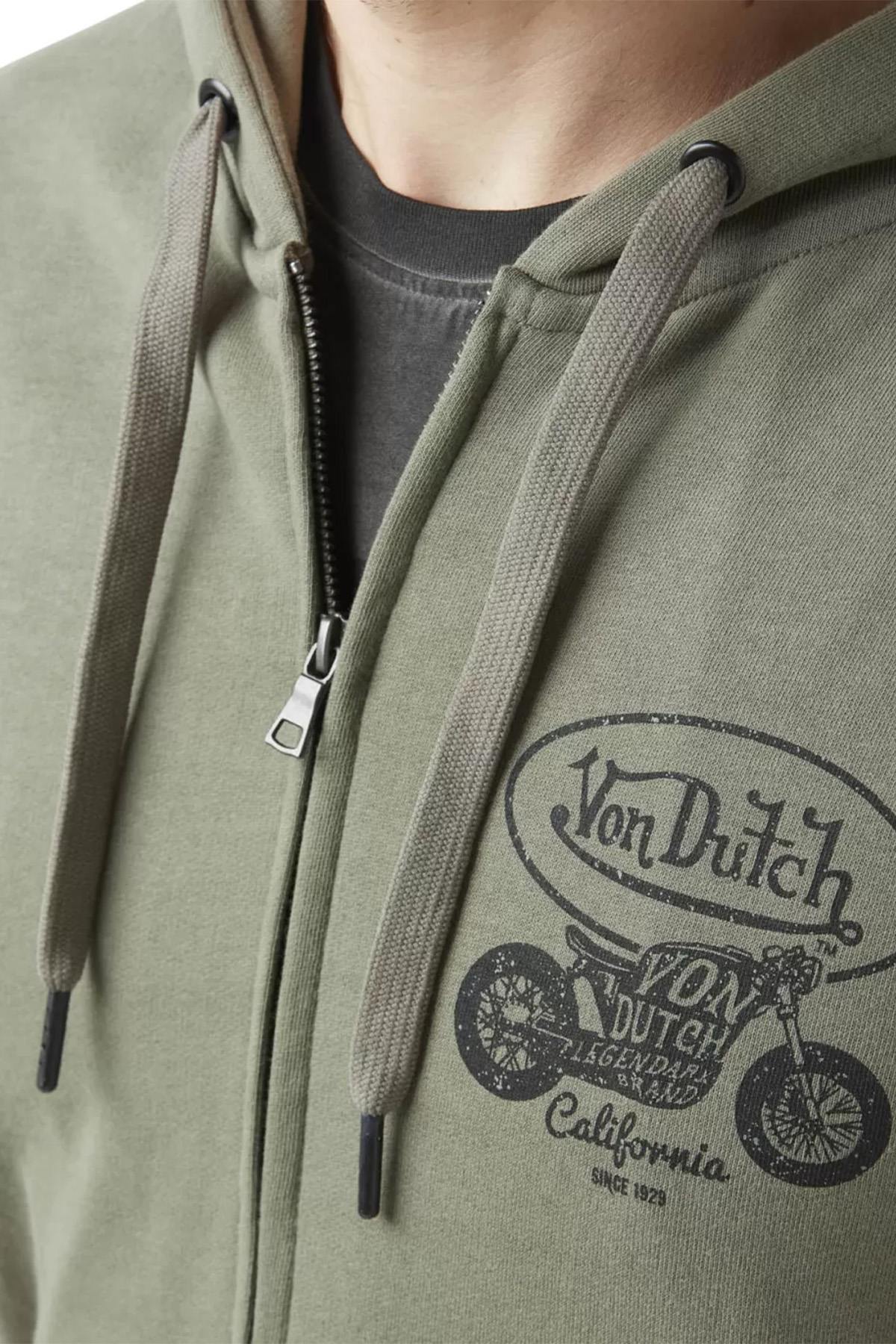 Khaki zipped hoodie - Image n°2