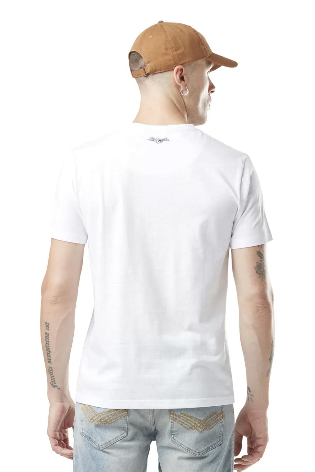 White t-shirt with flaming biker illustration - Image n°3