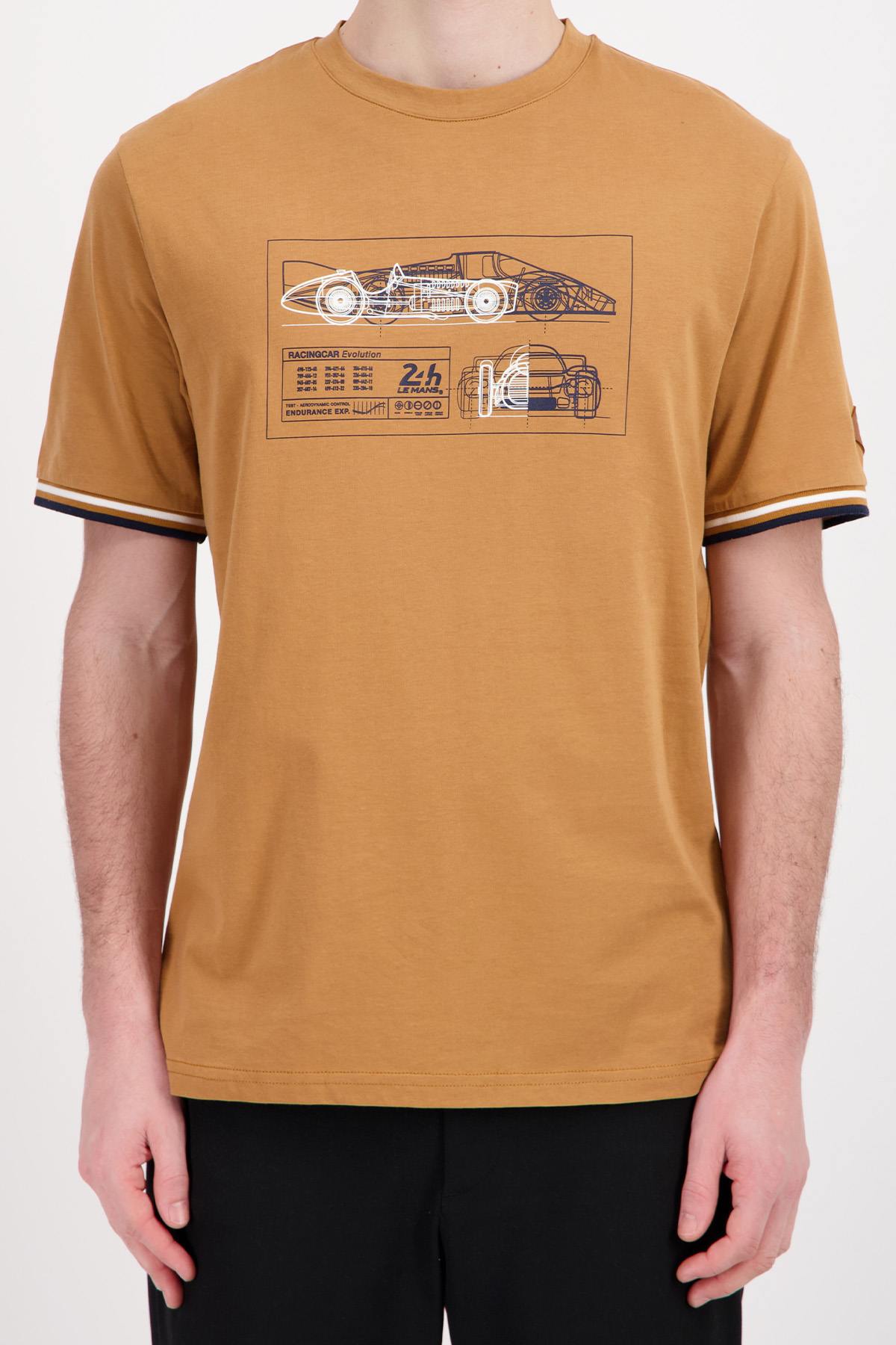 Camel t-shirt with racing pattern - Image n°1