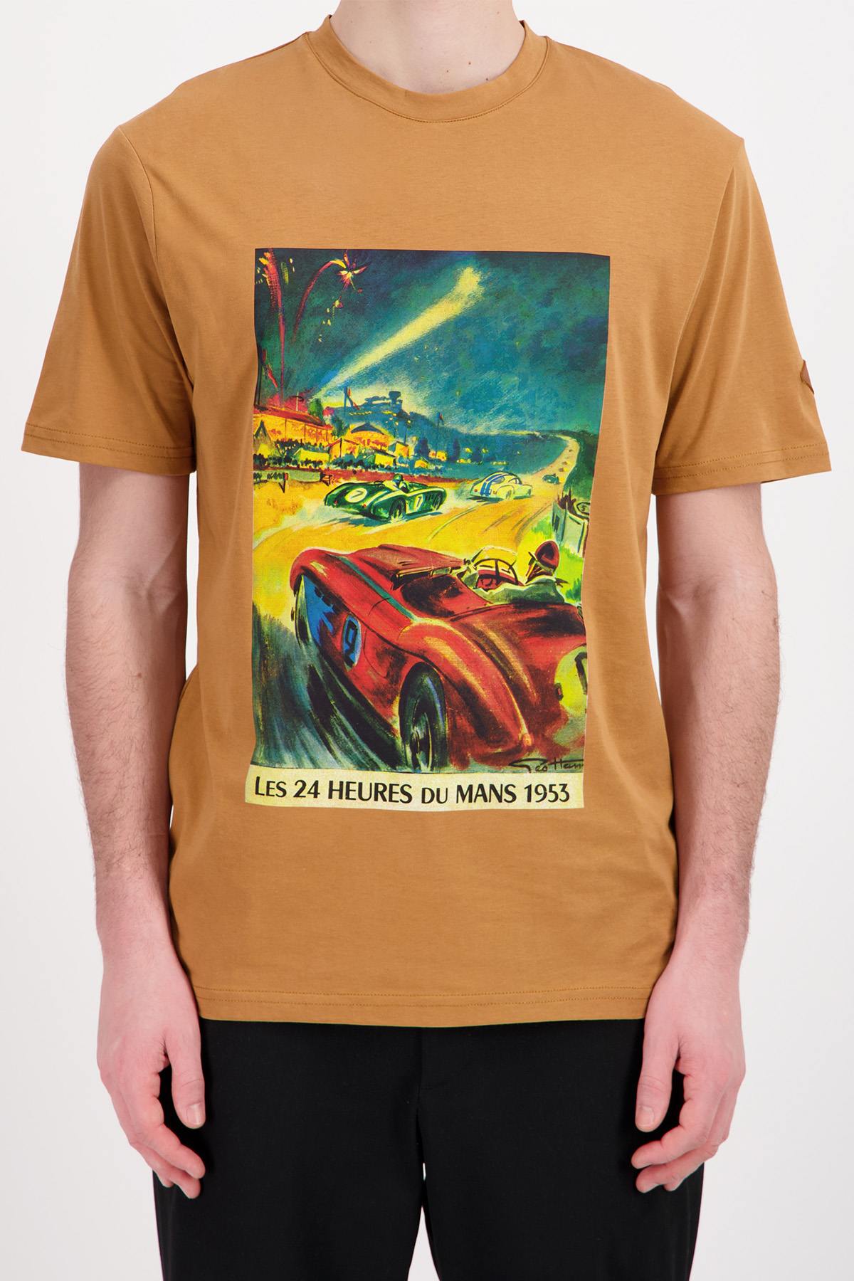 Camel T-shirt with racing paint effect pattern - Image n°1