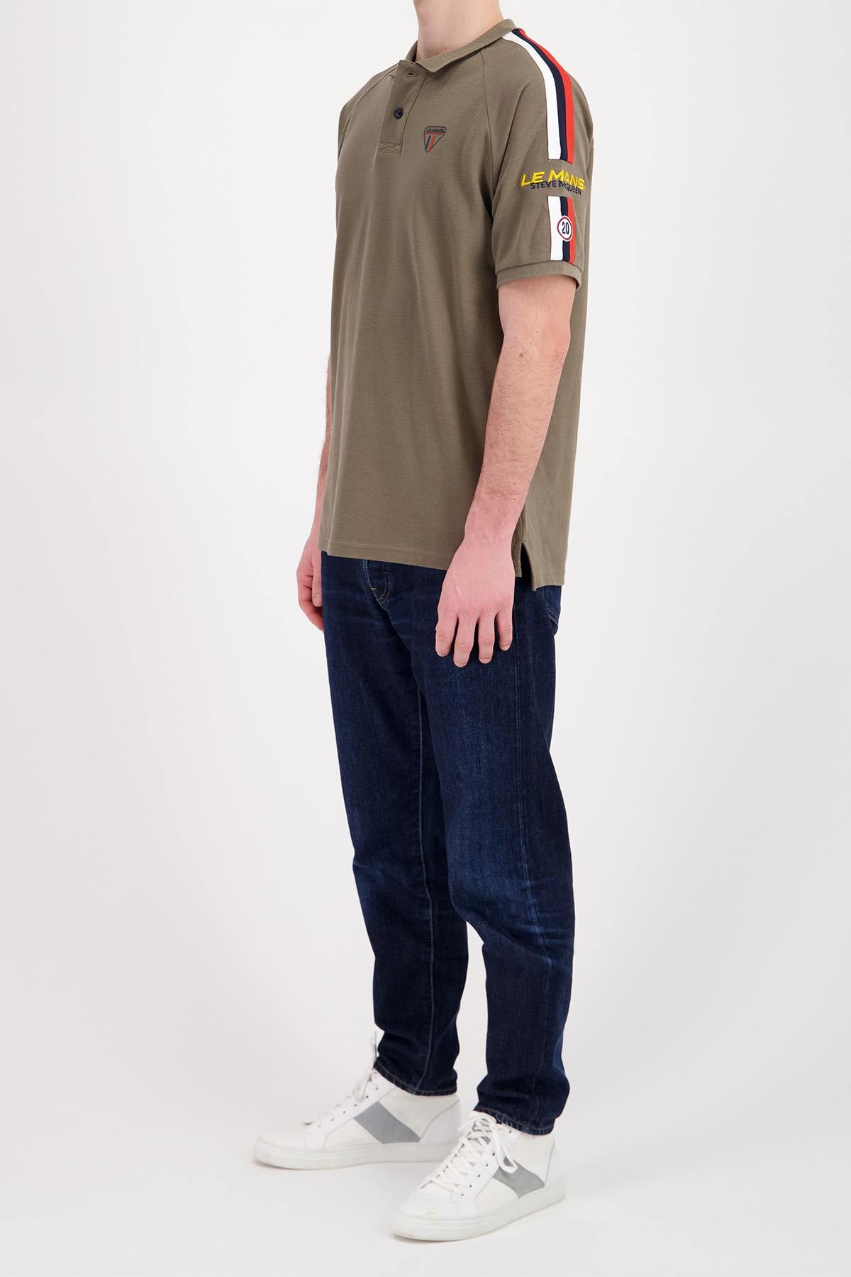 Khaki racing theme polo shirt - Image n°3