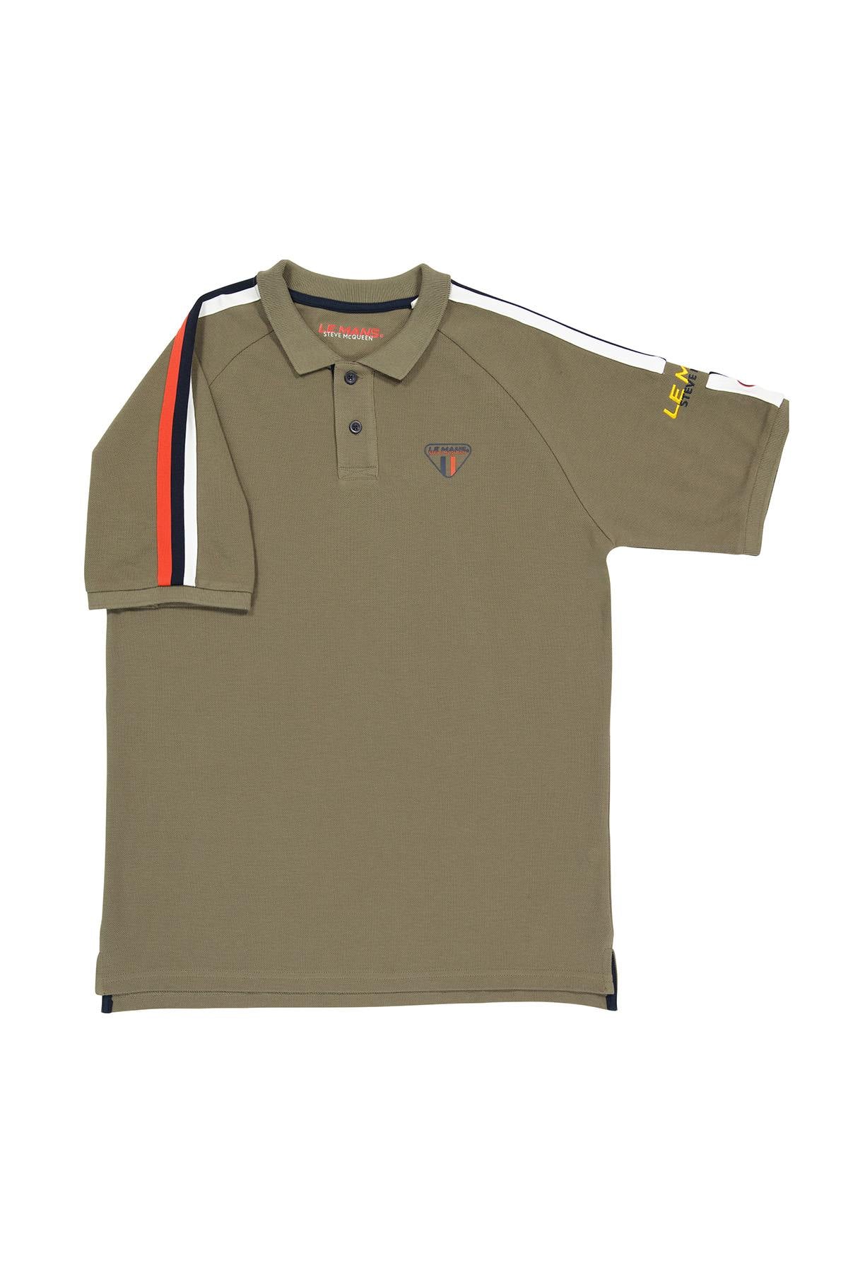 Khaki racing theme polo shirt - Image n°5