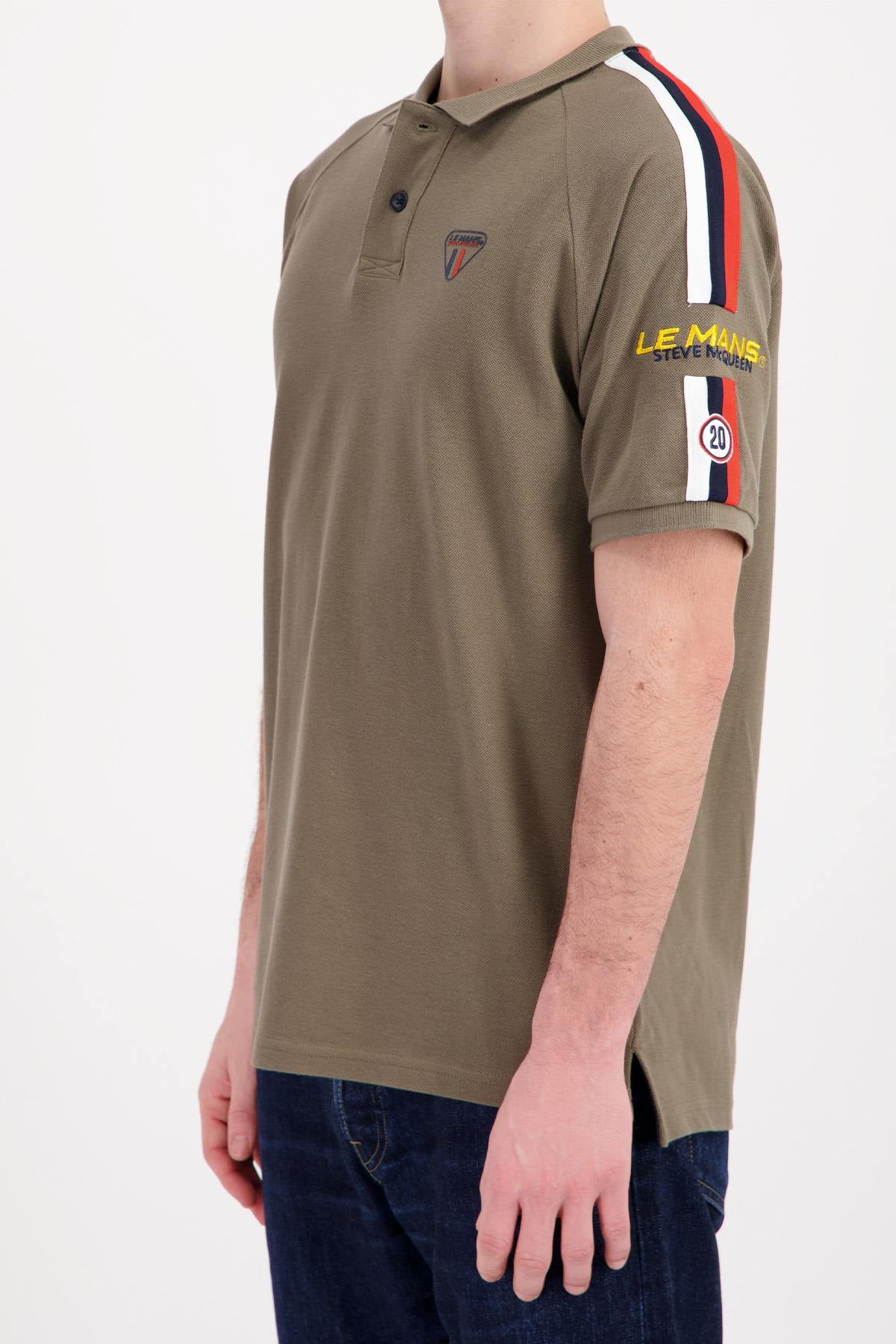 Khaki racing theme polo shirt - Image n°2