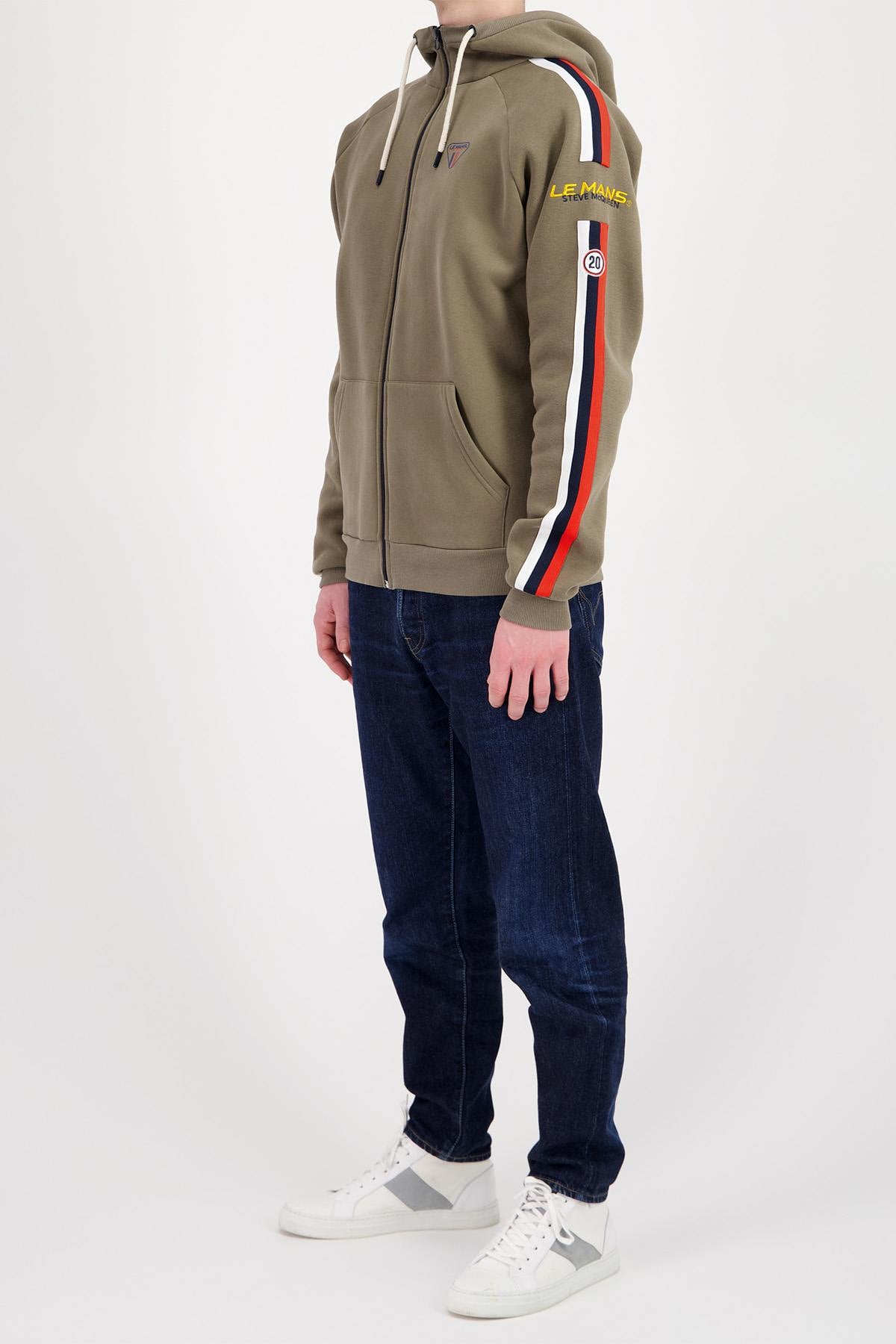 Khaki racing theme zipped hoodie - Image n°4