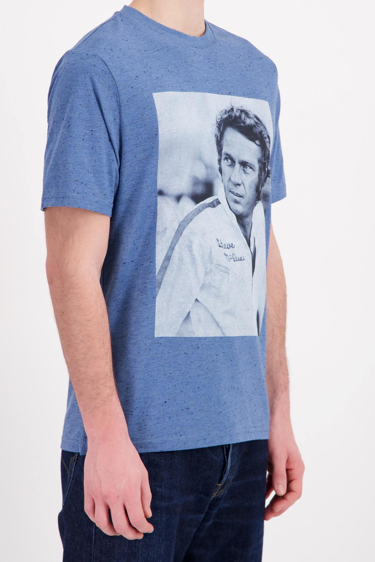 Blue t-shirt with photo of Steve McQueen - Image n°3