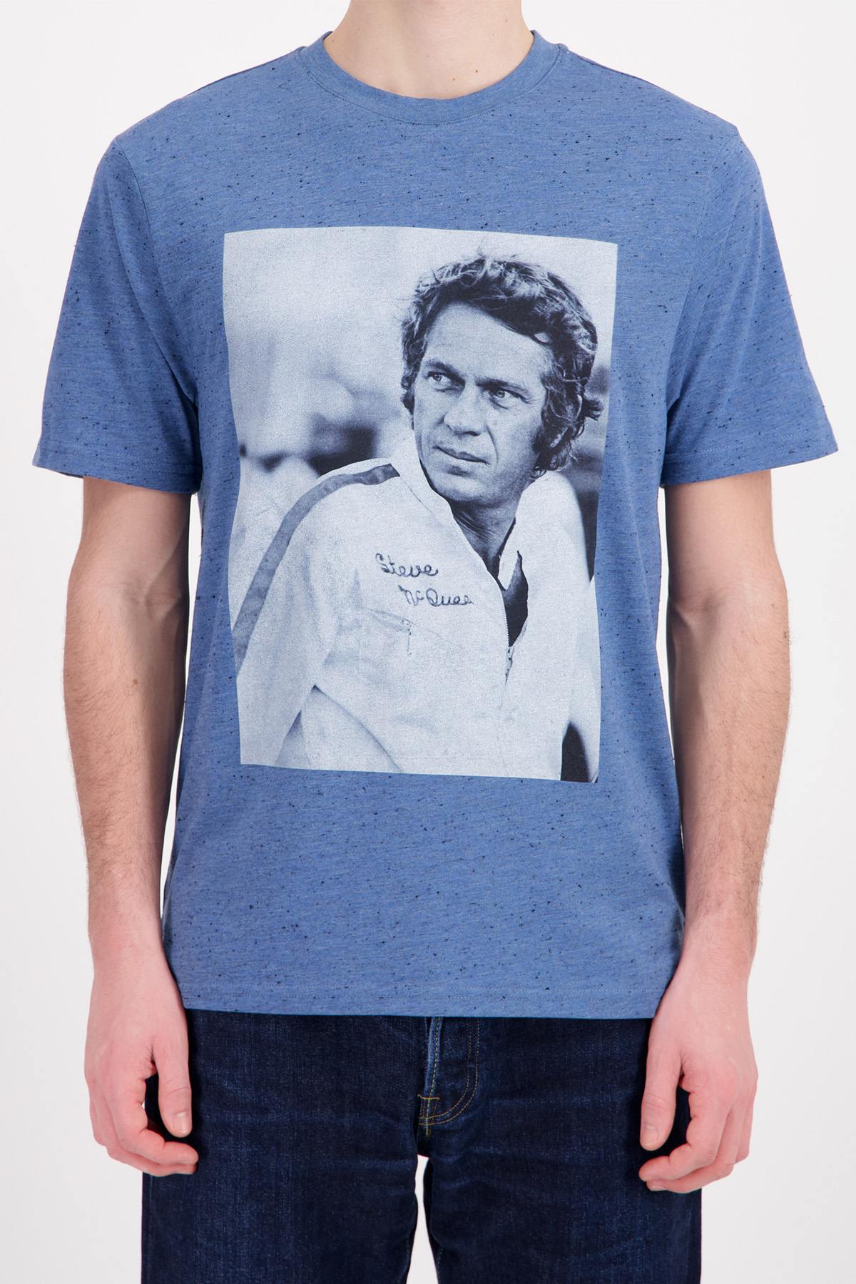 Blue t-shirt with photo of Steve McQueen - Image n°1