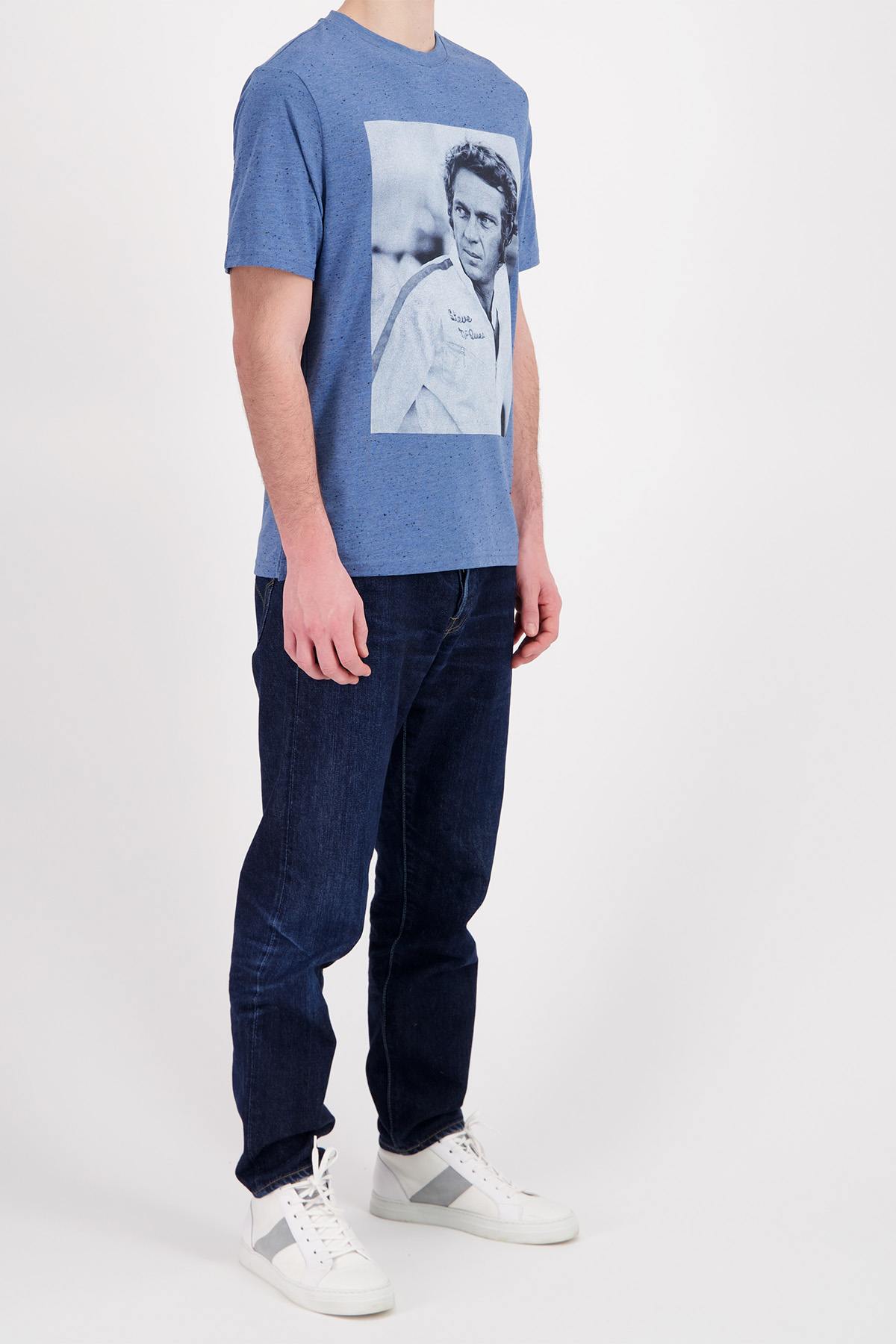 Blue t-shirt with photo of Steve McQueen - Image n°2