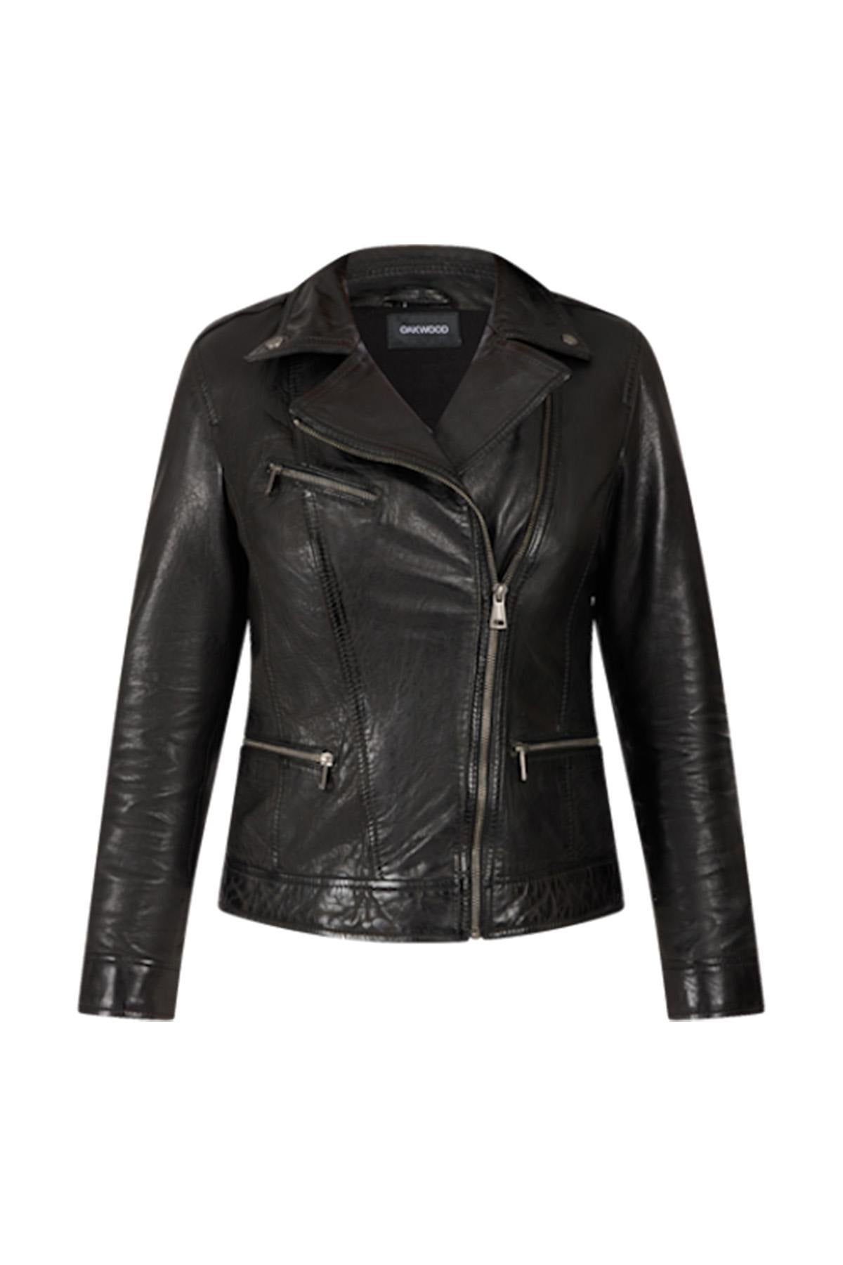 Regular fit black leather perfecto - Image n°8