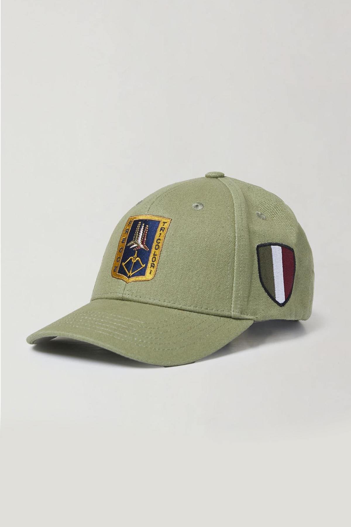 Olive green cotton cap with patches - Image n°3