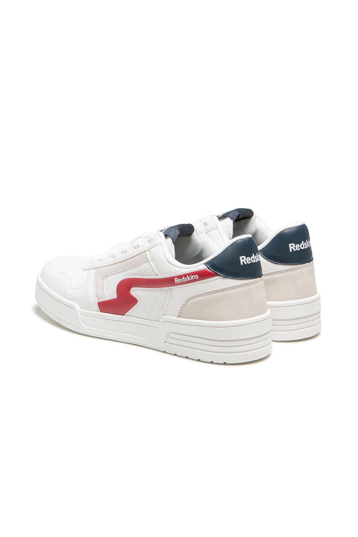 White, red and navy textile sneakers - Image n°4