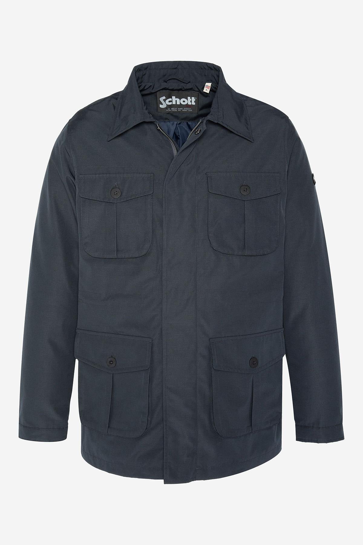 Navy blue textile military jacket - Image n°1