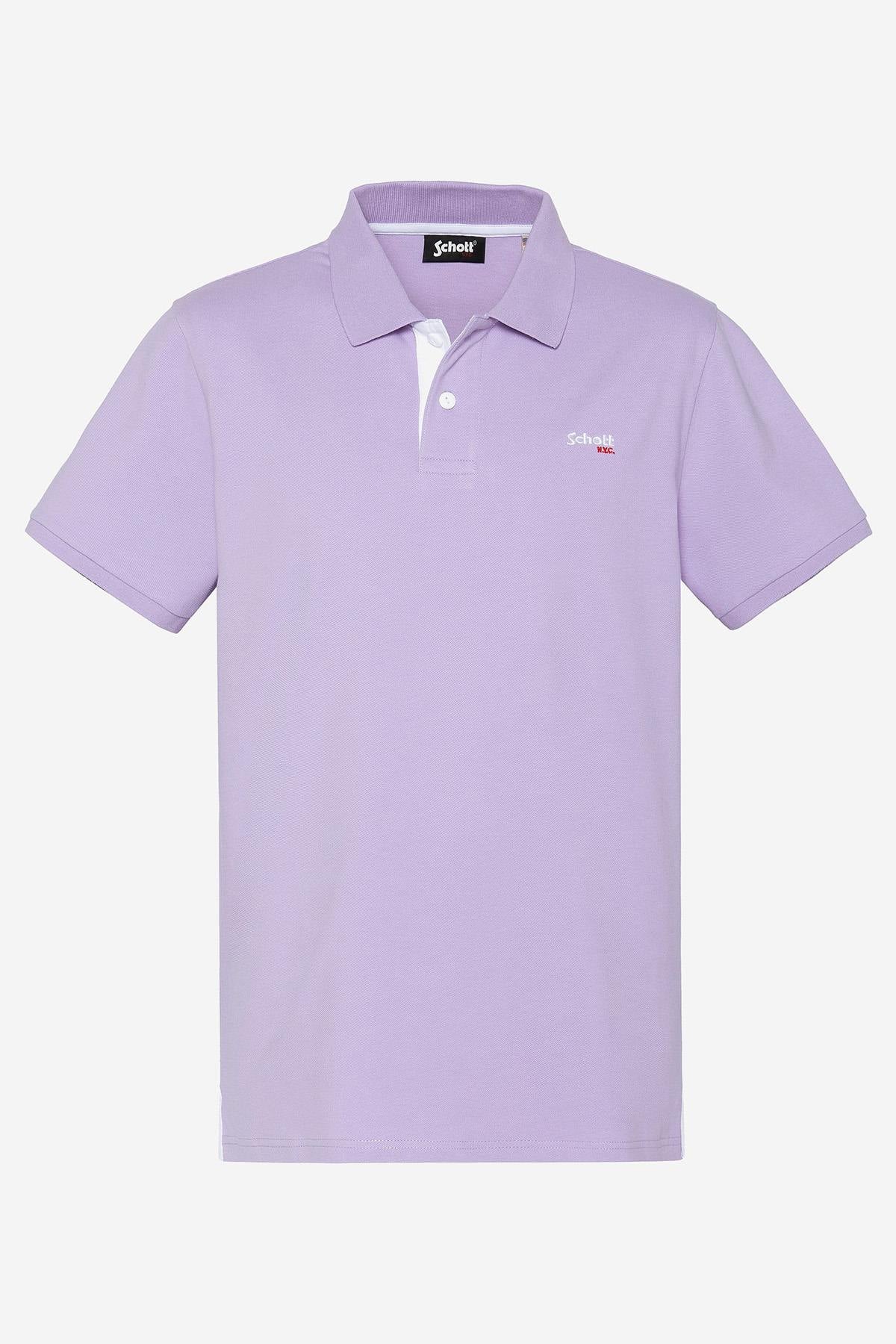 Pastel purple and white cotton polo shirt - Image n°1