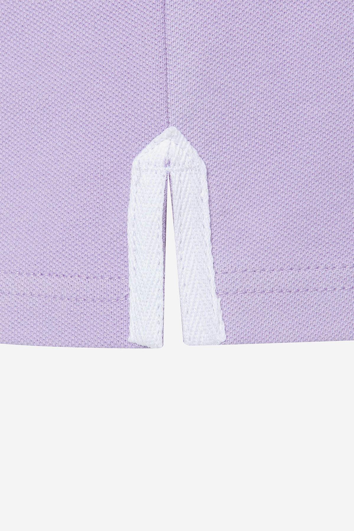 Pastel purple and white cotton polo shirt - Image n°3