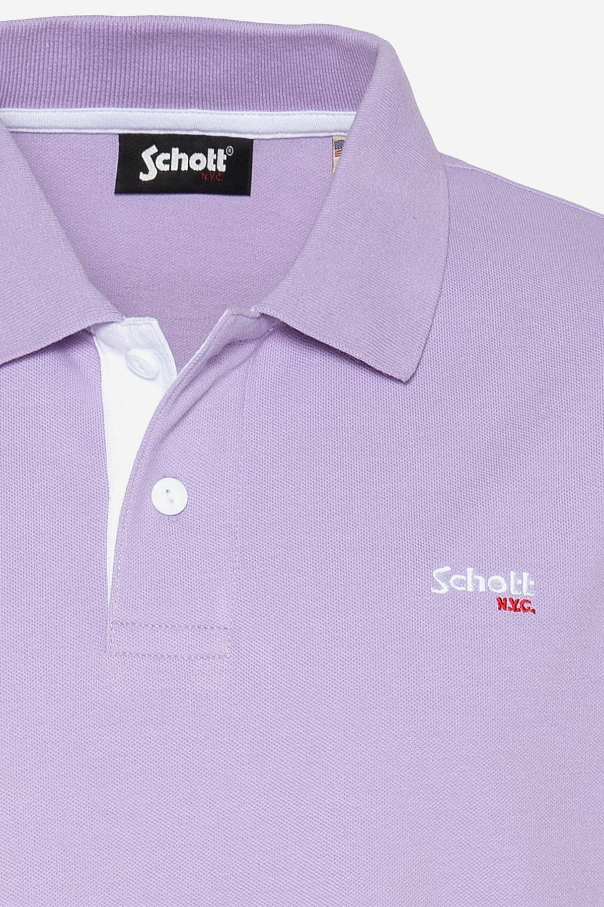 Pastel purple and white cotton polo shirt - Image n°2