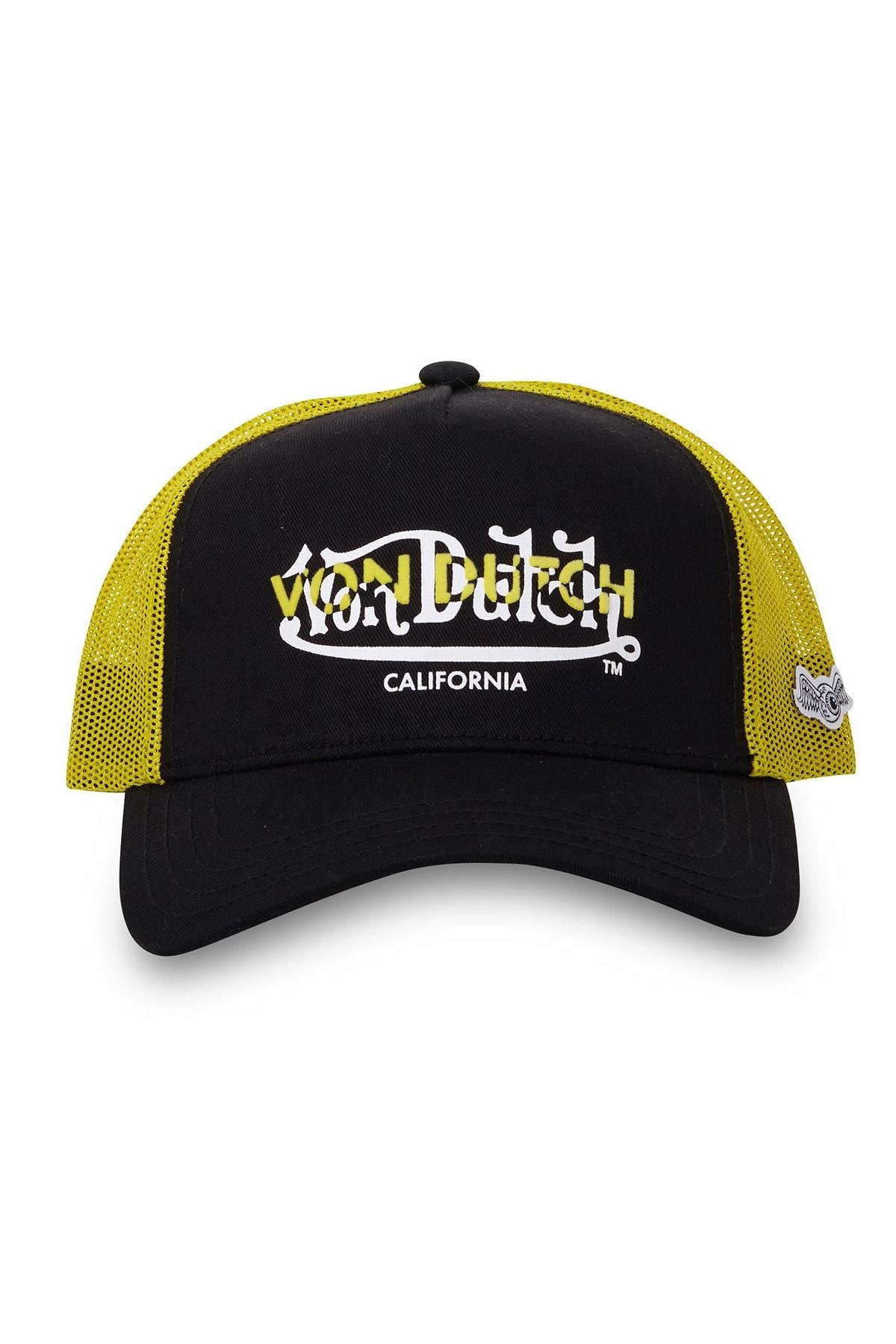 Black and yellow textile trucker cap - Image n°3