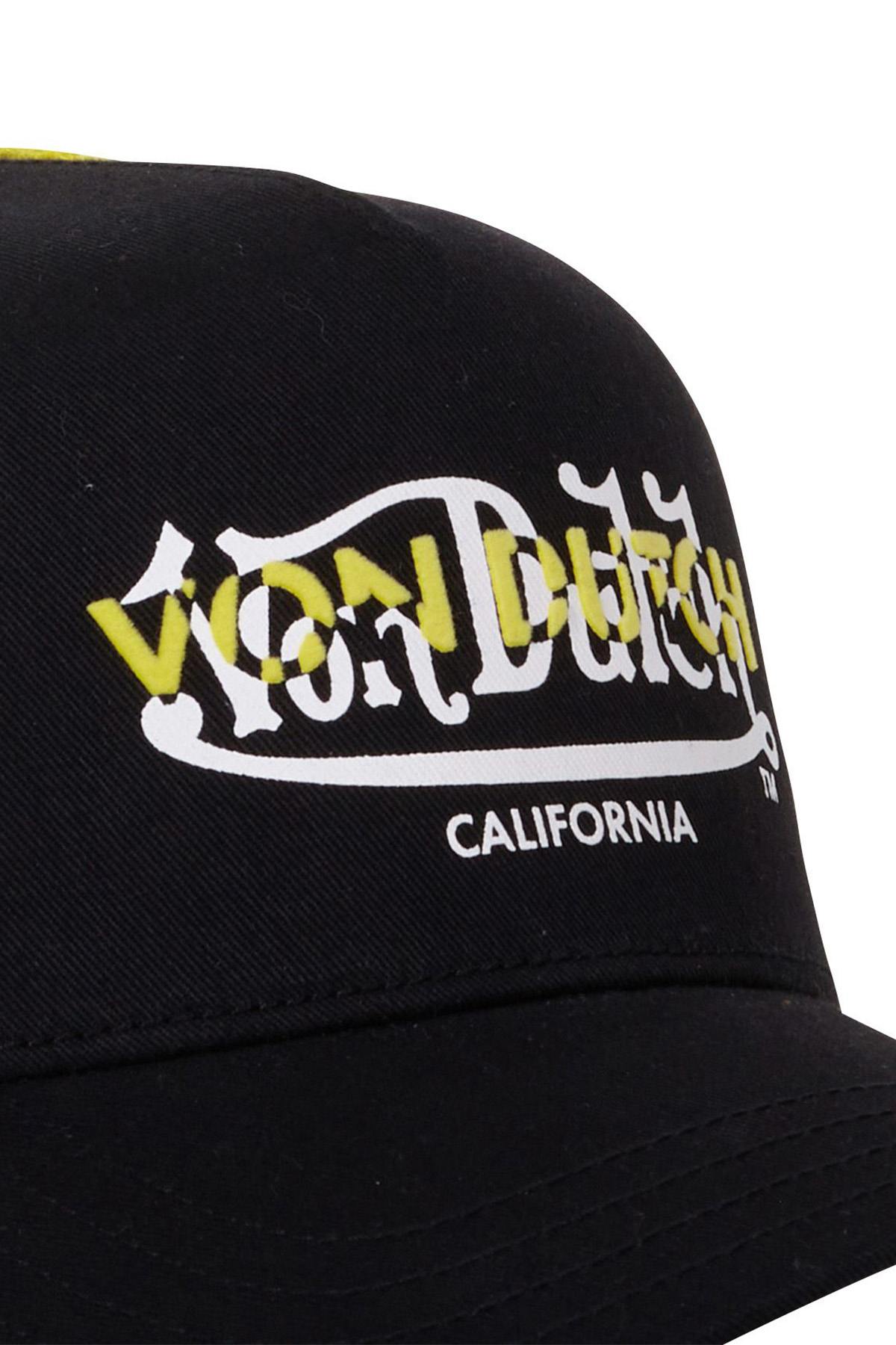 Black and yellow textile trucker cap - Image n°2