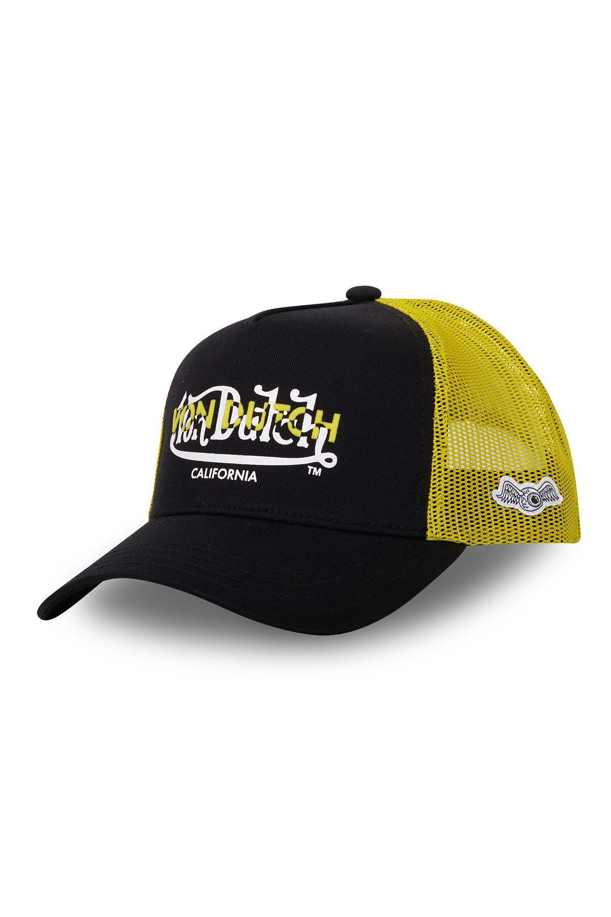 Black and yellow textile trucker cap - Image n°1